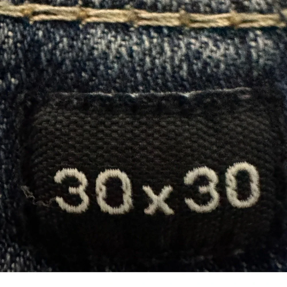 BKE Aiden Jeans Men 30X30 Blue Straight Leg Embroidered Distressed Stretch Denim
